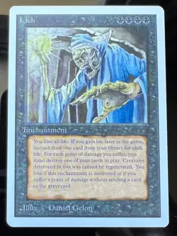 Magic the Gathering MTG Unlimited Lich NM  (Beta Bob) - Image 1