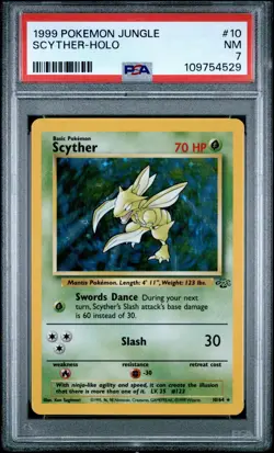 PSA 7 Scyther 10/64 HOLO Jungle Set Unlimited WOTC 1999 Pokemon Card NM - Image 1