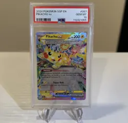 2024 POKEMON SSP EN SURGING SPARKS #057 PIKACHU EX PSA 10 - Image 1