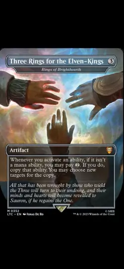 MTG Rings of Brighthearth Extended Art Foil Three Rings For The Elven-Kings LOTR - Image 1