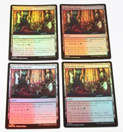 4x Bleeding Woods 0257 FOIL MTG Magic DSK Duskmourn Mint x4 - Image 1