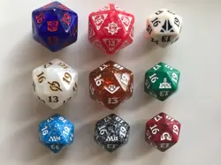 4 mtg oversized spindown dice and 5 normal.  transformers d20 life counter - Image 1