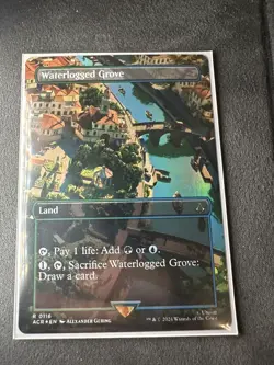 Waterlogged Grove   MTG  116 NM Assassin's Creed Foil Borderless! - Image 14