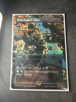 Waterlogged Grove   MTG  116 NM Assassin's Creed Foil Borderless! - Image 7