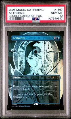 2024 MAGIC GATHERING SECRET LAIR DROP 1667 AETHERIZE FOIL PEACH MOMOKO PSA 10 - Image 1