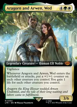 MTG Aragorn and Arwen, Wed NM Extended Art #394 LTR Magic card free shipping - Image 1