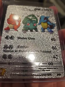 Charmander, Bulbasaur & Squirtle GX Silver Foil Fan Art Pokemon Card HP140 3/99 - Image 8