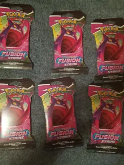 Pokemon TCG Sword & Shield Fusion Strike Sleeved Booster Pack Lot Of 6 - Image 1