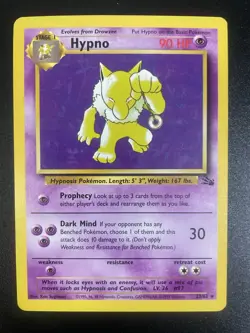 Hypno - 8/62 Fossil Unlimited Non Holo Rare Pokemon - LP - Image 3