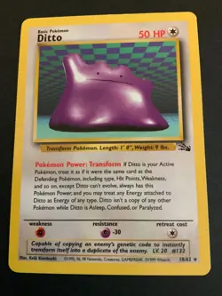 Pokemon Ditto Fossil 18/62 Rare Vintage 1999 - Image 7