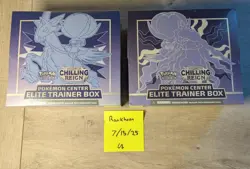 Chilling Reign Elite Trainer Box Pokemon Center set of 2 new. 2021 Error boxes - Image 1