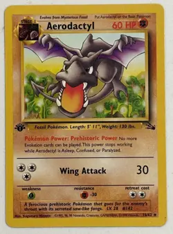 Aerodactyl  1st Edition Fossil Non Holo Rare - Vintage Pokemon Card #16/62 LP+ - Image 2