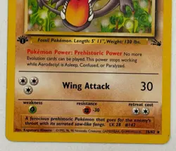 Aerodactyl  1st Edition Fossil Non Holo Rare - Vintage Pokemon Card #16/62 LP+ - Image 4