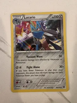 Lucario 63/124 XY Fates Collide 2016 HOLO Rare Pokemon TCG Card - NM - Image 1