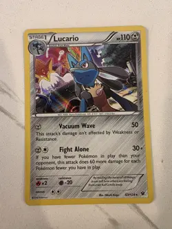 Lucario 63/124 XY Fates Collide 2016 HOLO Rare Pokemon TCG Card - NM - Image 3