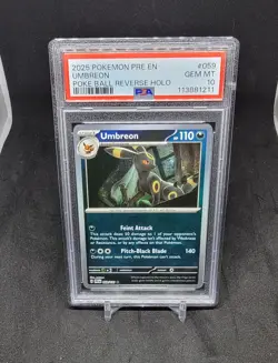2025 POKEMON PRE EN-PRISMATIC EVOLUTIONS POKE BALL REVERSE HOLO UMBREON PSA 10 - Image 3