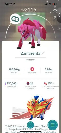 Pokemon Go (Stage 30 )Shiny Legendary Zamazenta ( 15 Legendarys ) - Image 14