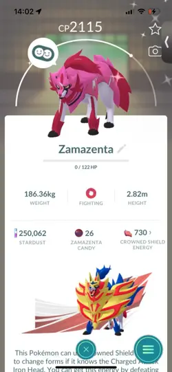 Pokemon Go (Stage 30 )Shiny Legendary Zamazenta ( 15 Legendarys ) - Image 2