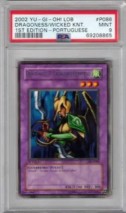 DRAGONESS THE WICKED KNIGHT 1ST PORTUGUESE 2002 YU-GI-OH LOB P086 PSA 9 - Image 1