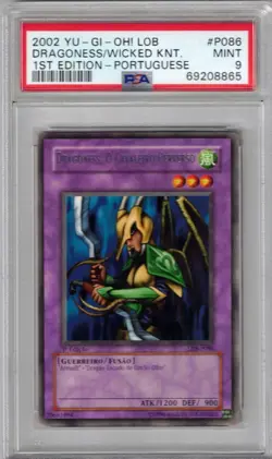 DRAGONESS THE WICKED KNIGHT 1ST PORTUGUESE 2002 YU-GI-OH LOB P086 PSA 9 - Image 3