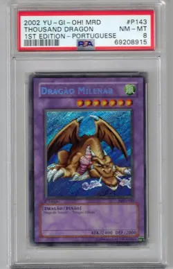 THOUSAND DRAGON 1ST EDITION PORTUGUESE 2002 YU-GI-OH MRD P143 PSA 8 - Image 1