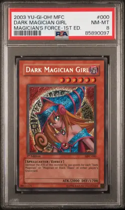 2003 YUGIOH 1ST ED MFC-000 DARK MAGICIAN GIRL SECRET RARE PSA 8 NM #85890097 - Image 3