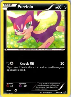 Pokemon TCG Purrloin B&W Emerging Powers 64/98 Regular Common Card NM - Image 1