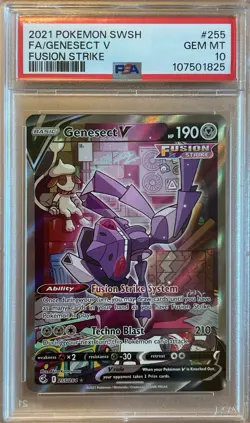 2021 Pokemon Sword Shield Fusion Strike Genesect V PSA 10 Full Art FA Alt #255 - Image 1