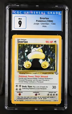 N | 1999 TCG Pokemon Jungle | Snorlax Unlimited Holo #11 | CGC 9 MINT - Image 1