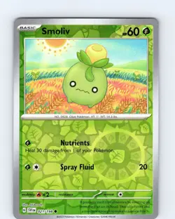 Pokemon TCG Smoliv Scarlet & Violet Base Set 021/198 Reverse Holo Common Card NM - Image 1