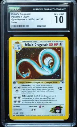 1st Edition Erika's Dragonair 4/132 Gym Heroes Pokemon Card CGC 10 Gem Mint 003 - Image 1