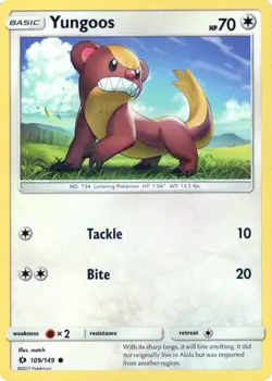 Yungoos 109/149 | Sun & Moon Base Set | Pokemon Card | English | Common - Image 1