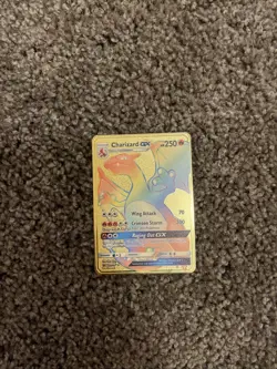 Charizard GX 150/147 Rare Rainbow Gold Metal Pokemon Card - Image 1