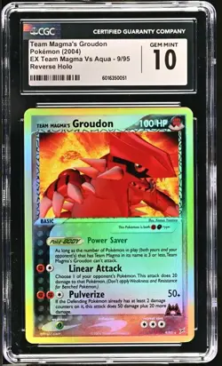 Team Magma's Groudon 9/95 EX Team Magma Vs Aqua Reverse Pokemon CGC 10 GEM MINT - Image 1