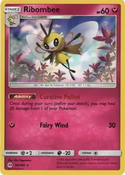 Ribombee 93/149 | Sun & Moon Base Set | Pokemon Card | English | Holo Rare - Image 1