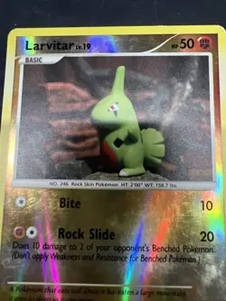 REVERSE HOLO Larvitar 63/100 LP - Yuka Morii Clay Art - Stormfront Pokemon Card - Image 3