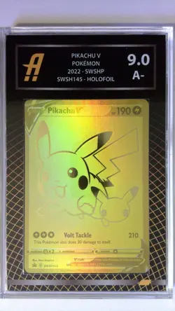 Pokemon Card Pikachu V SWSH145 Celebrations Promo Graded Ambr 9.0 Golden Lattice - Image 1
