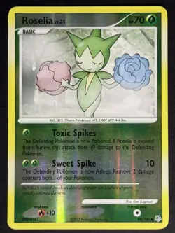 Roselia #96/130 Reverse Holo Diamond and Pearl Pokemon Card TCG - Image 3