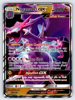 Naganadel GX 160/236 2019 S&M Unified Minds Pokemon Card Ultra Rare Full Art Nm - Image 1