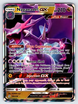 Naganadel GX 160/236 2019 S&M Unified Minds Pokemon Card Ultra Rare Full Art Nm - Image 3