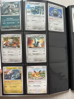 Pokemon Prismatic Evolutions Binder Collection + 63/79 base set cards no dups - Image 15