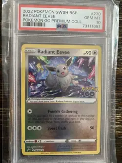 2022 Pokemon GO Radiant Eevee Promo Holo Rare SWSH230 English PSA 10 Gem Mint - Image 1