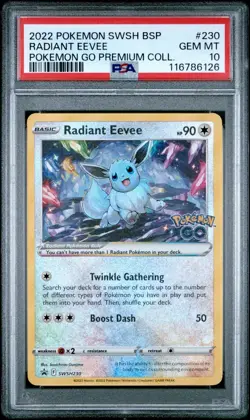 2022 Pokemon GO Radiant Eevee Promo Holo Rare SWSH230 English PSA 10 Gem Mint - Image 1