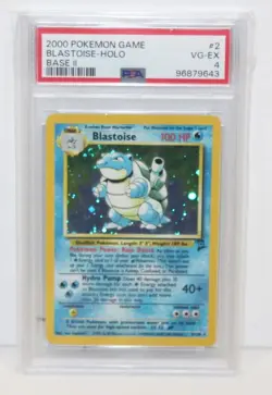 Vintage 2000 Original Pokémon Blastoise Base Set 2 II Holo #2/130 PSA Graded 4 - Image 1