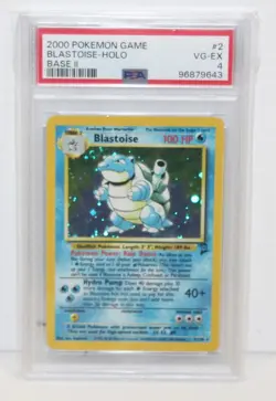 Vintage 2000 Original Pokémon Blastoise Base Set 2 II Holo #2/130 PSA Graded 4 - Image 12
