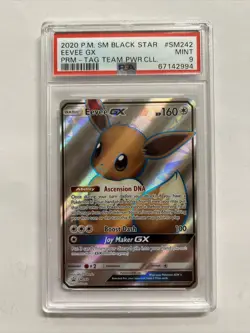 2020 Pokemon Black Star Promo Tag Team #SM242 Eevee GX PSA 9 MINT - Image 1