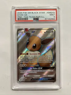 2020 Pokemon Black Star Promo Tag Team #SM242 Eevee GX PSA 9 MINT - Image 3