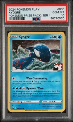 PSA 10 Gem Mint Kyogre Cosmos Holo Play Pokemon Prize Pack Series 4 Crown Zenith - Image 3