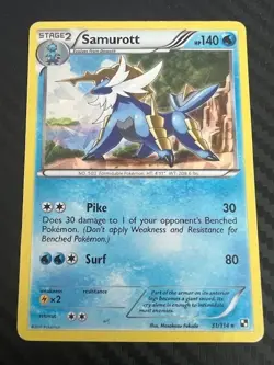 Pokémon TCG Samurott 31/114 Black and White Cracked Ice Holo Rare Vintage HP - Image 1