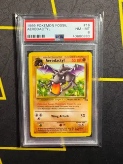 1999 Pokemon TCG Fossil Aerodactyl 16/62 Rare WOTC PSA 8 NM-MT - Image 1